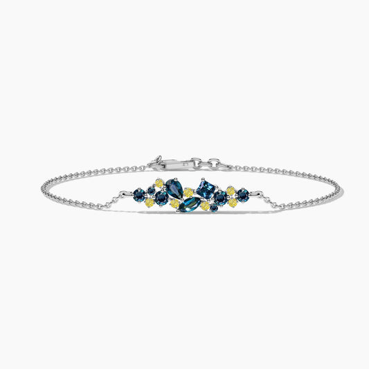 Yellow and Blue Diamond Silver Bracelet