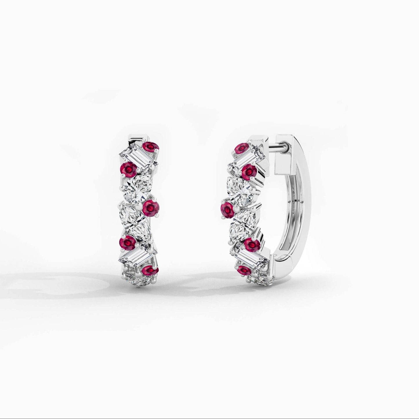 Ruby and Diamond Hoop Earrings