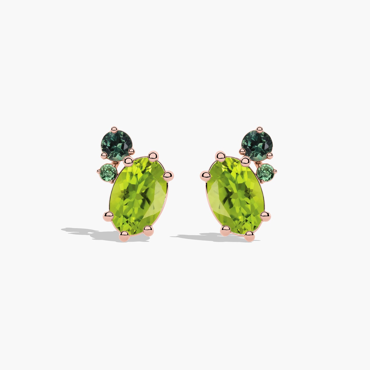 green colour earrings rose gold