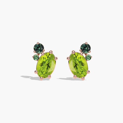 green colour earrings rose gold