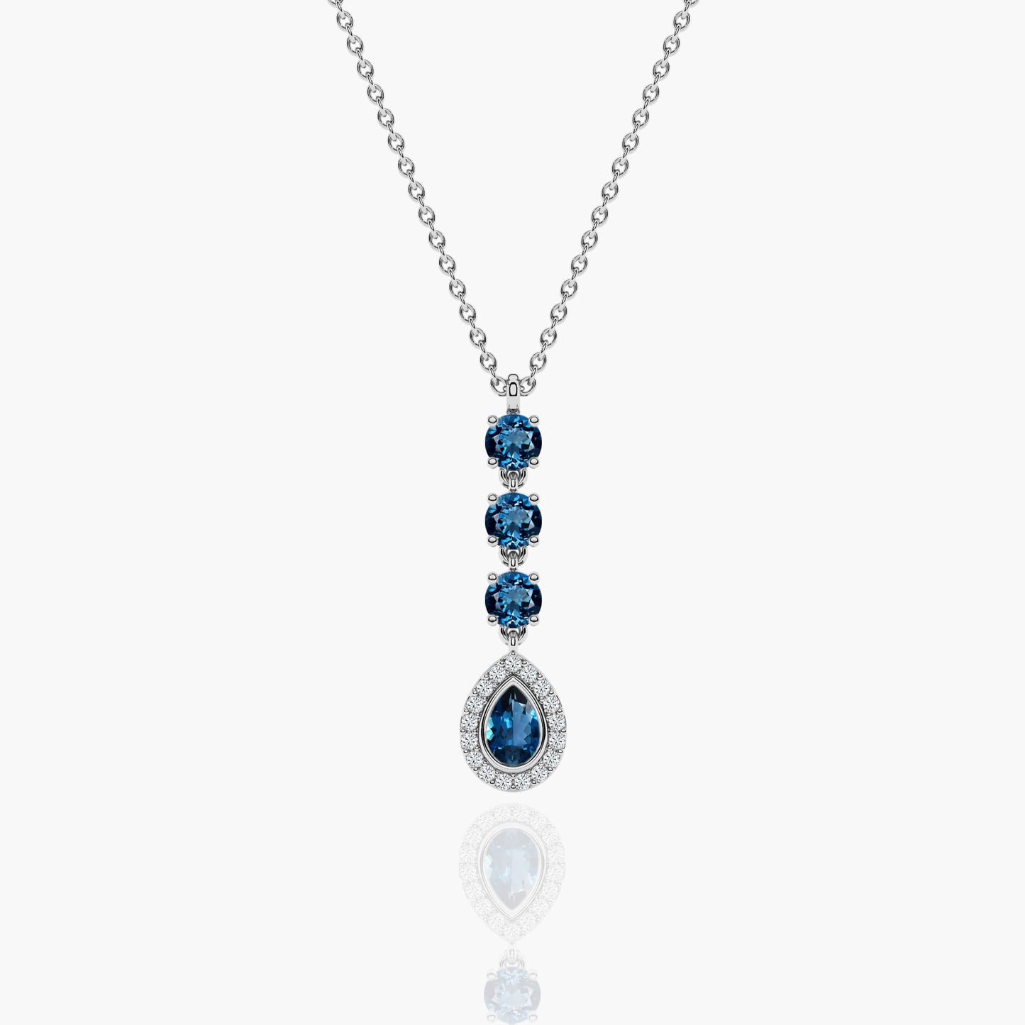 Blue diamond pear necklace