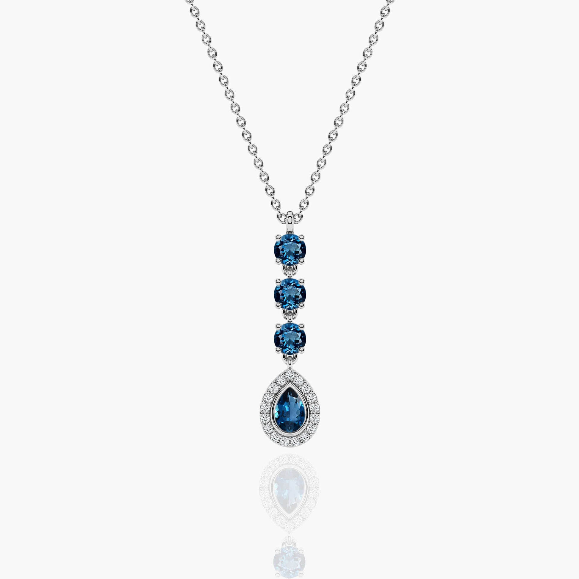 Blue diamond pear necklace