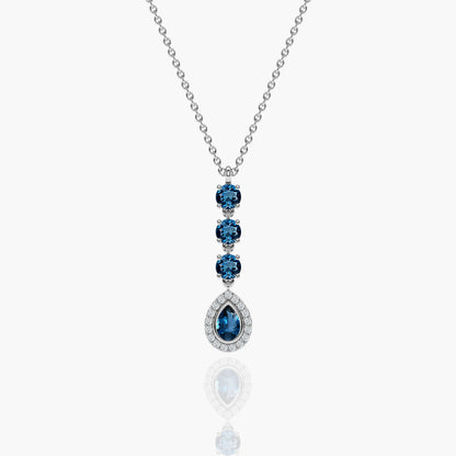 Blue diamond pear necklace