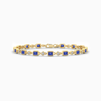 925 Silver Blue Diamond Tennis Bracelet