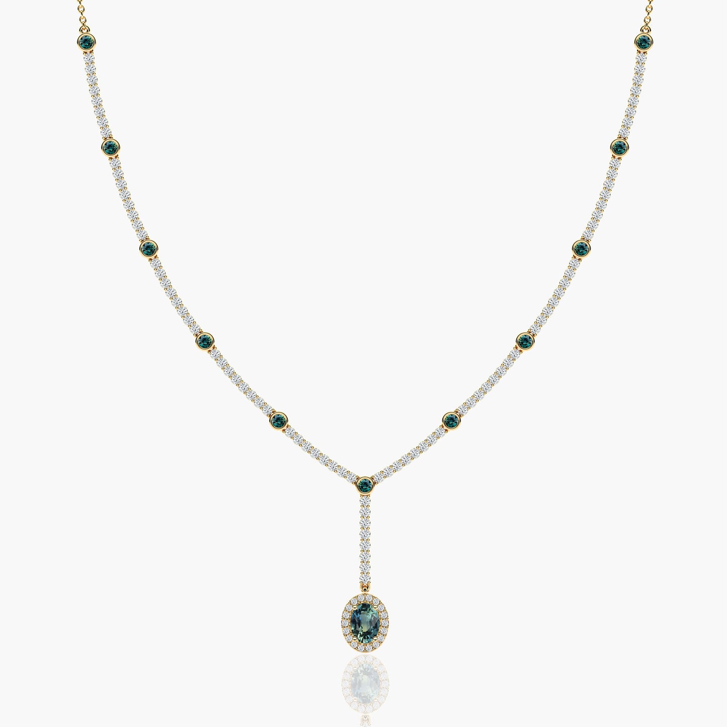 blue stone diamond necklace yellow plated