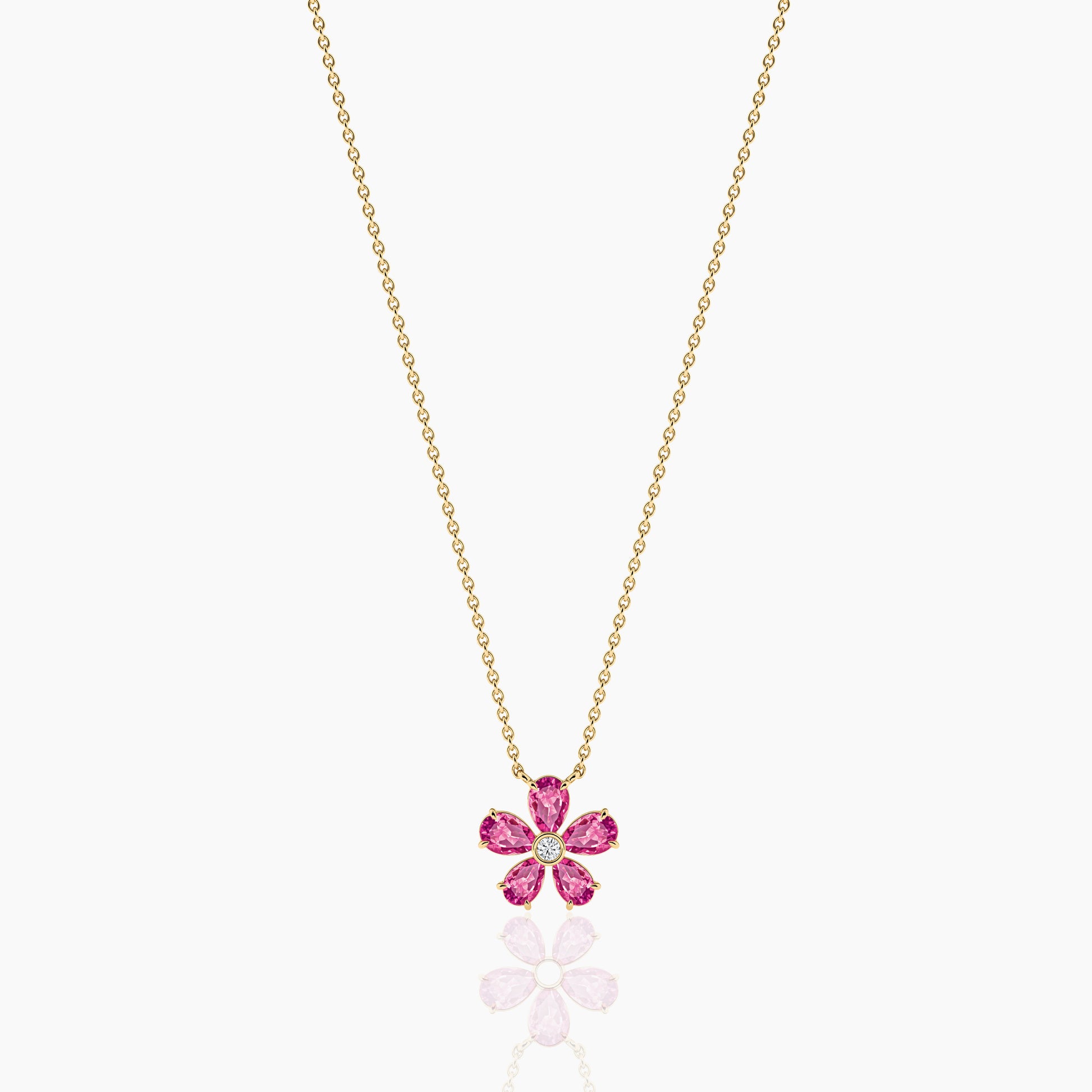 Pink Diamond Flower Necklace