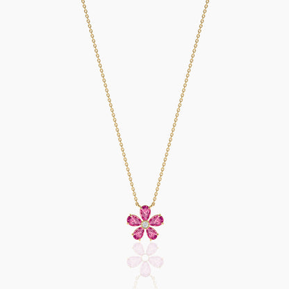 Pink Diamond Flower Necklace
