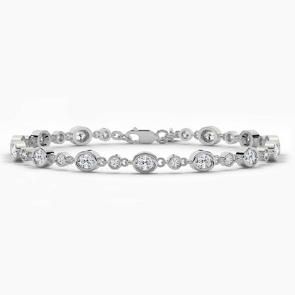 Silver bracelet with small round diamonds 
