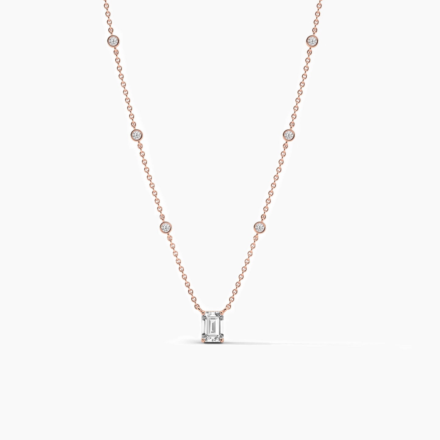 emerald cut simple diamond necklace