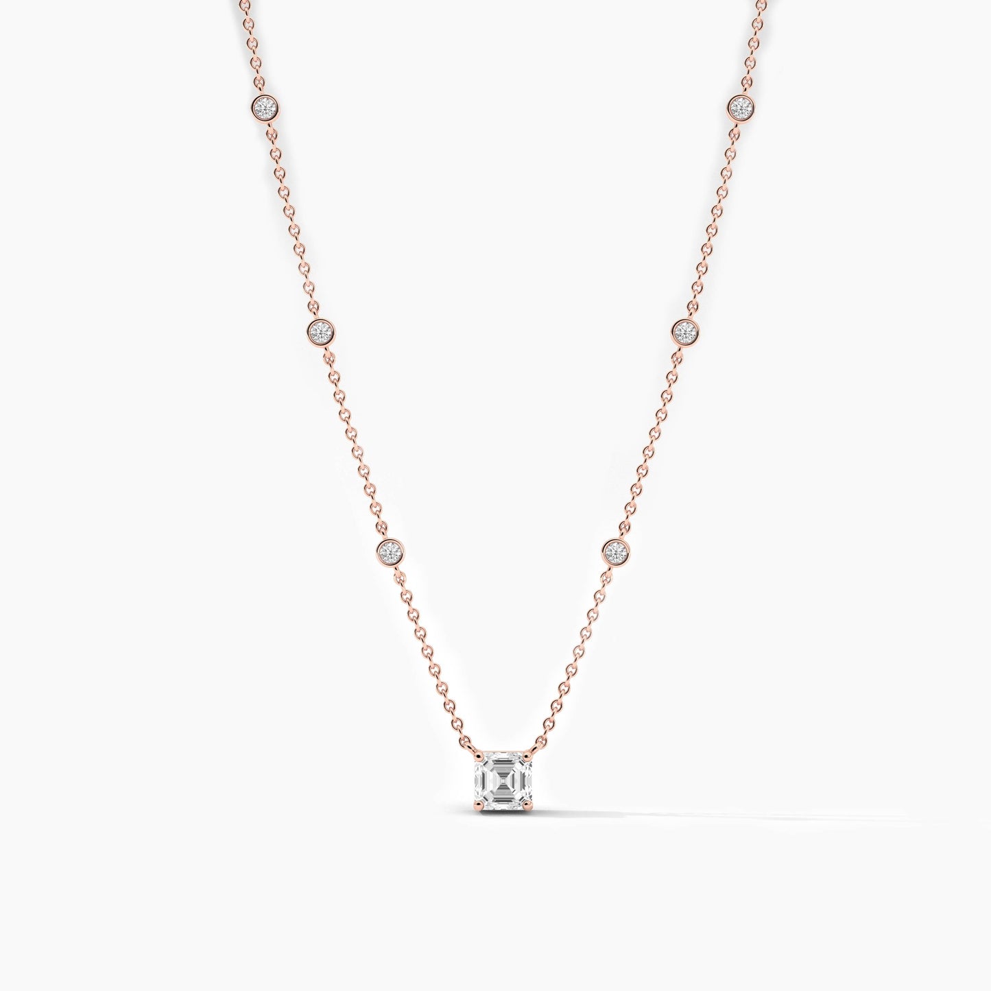 Asscher cut simple diamond necklace