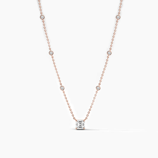 Asscher cut simple diamond necklace