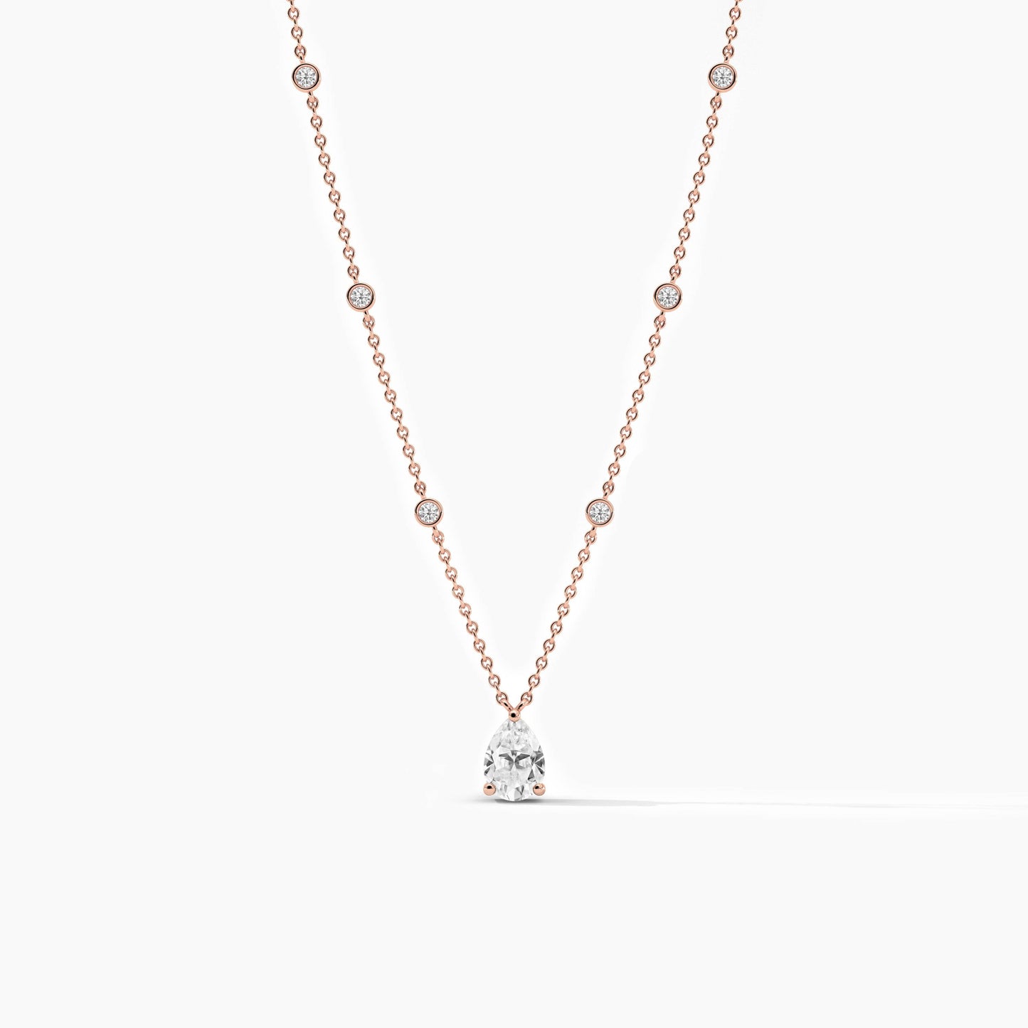 pear cut rose gold simple diamond necklace