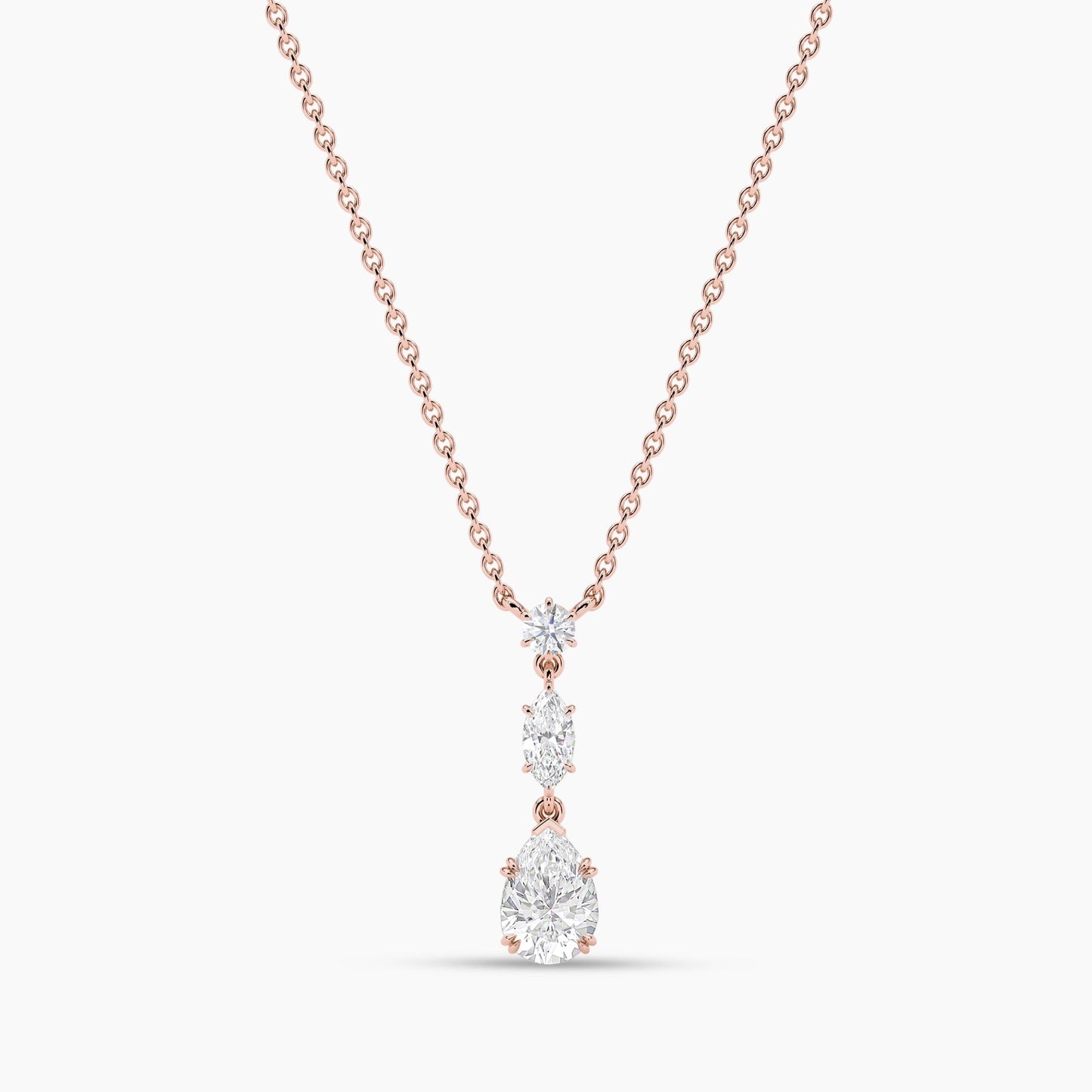 Rose gold plated  necklace with a diamond pendant 