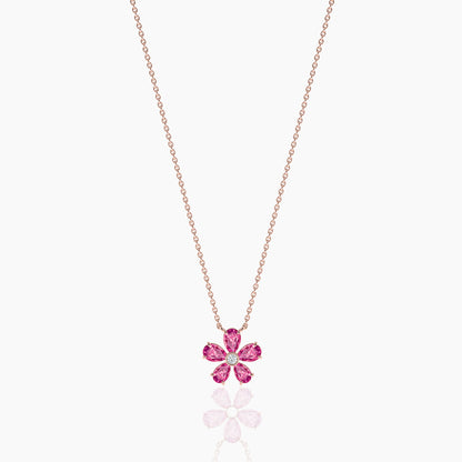 Pink Diamond Flower Necklace