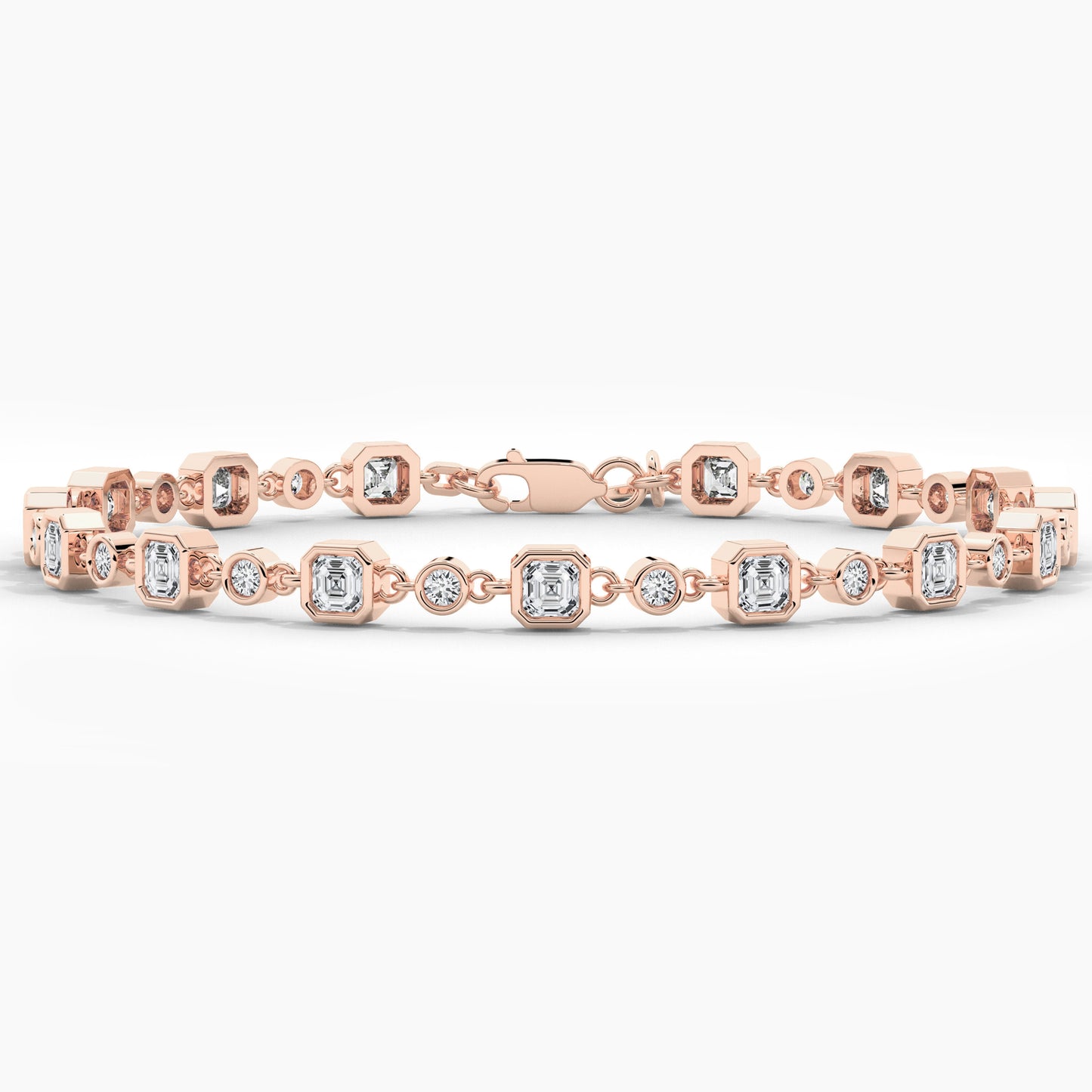 Asscher diamond bracelet, rose gold
