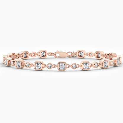 Asscher diamond bracelet, rose gold