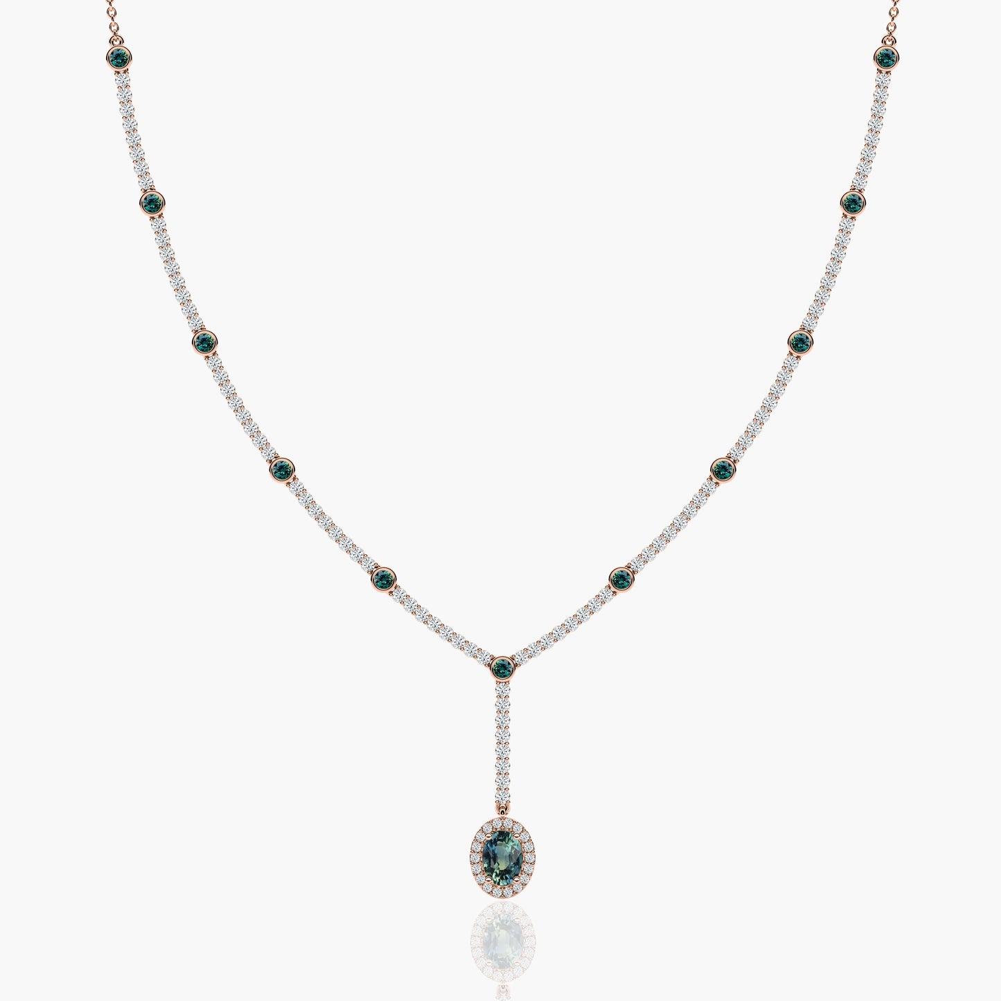 blue diamond necklace for women rose gold plated