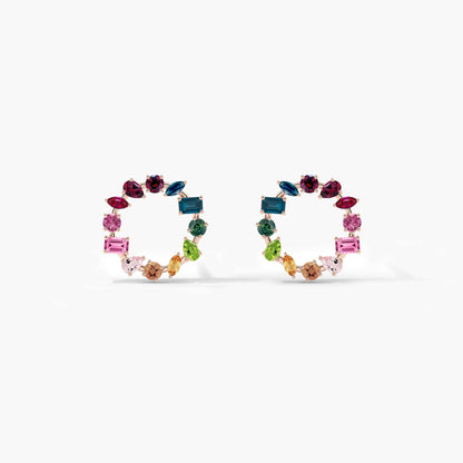 Open circle diamond earrings