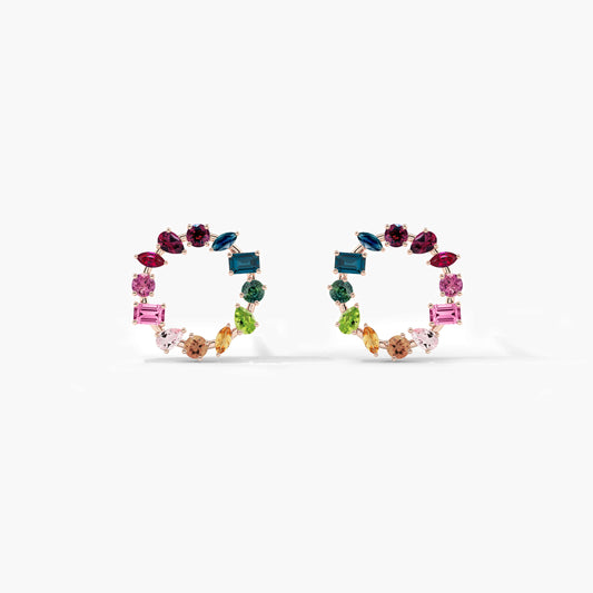 Open circle diamond earrings