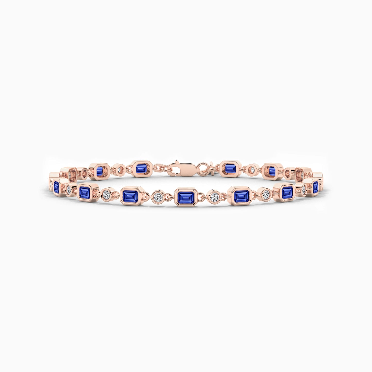 925 Silver Blue Diamond Tennis Bracelet