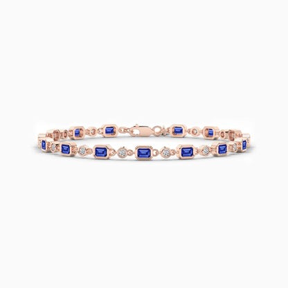 925 Silver Blue Diamond Tennis Bracelet