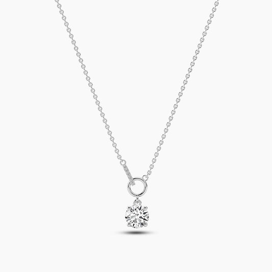 Modern Solitaire American Diamond Pendant Necklace