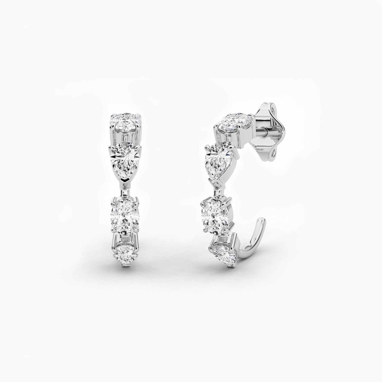 round hoop earrings white gold plated
