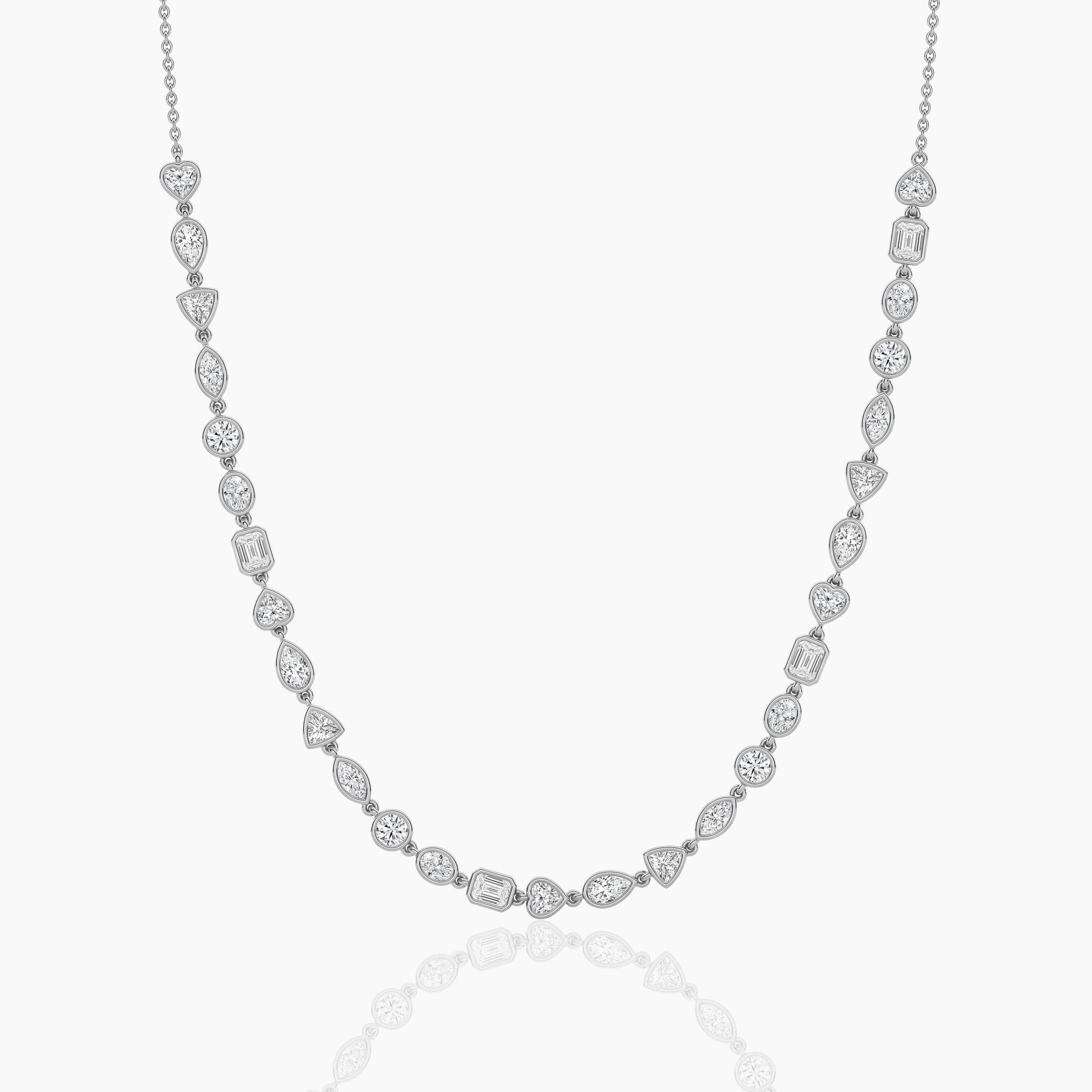 Silver necklace with mixed-shaped stones