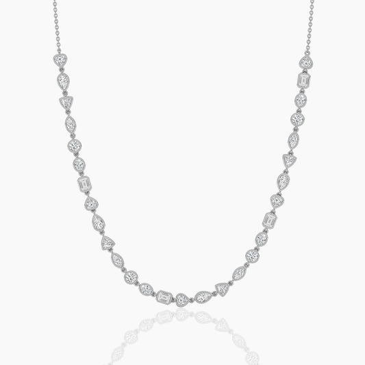 Silver necklace with mixed-shaped stones