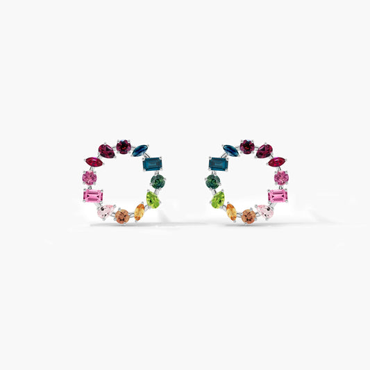 Open circle diamond earrings
