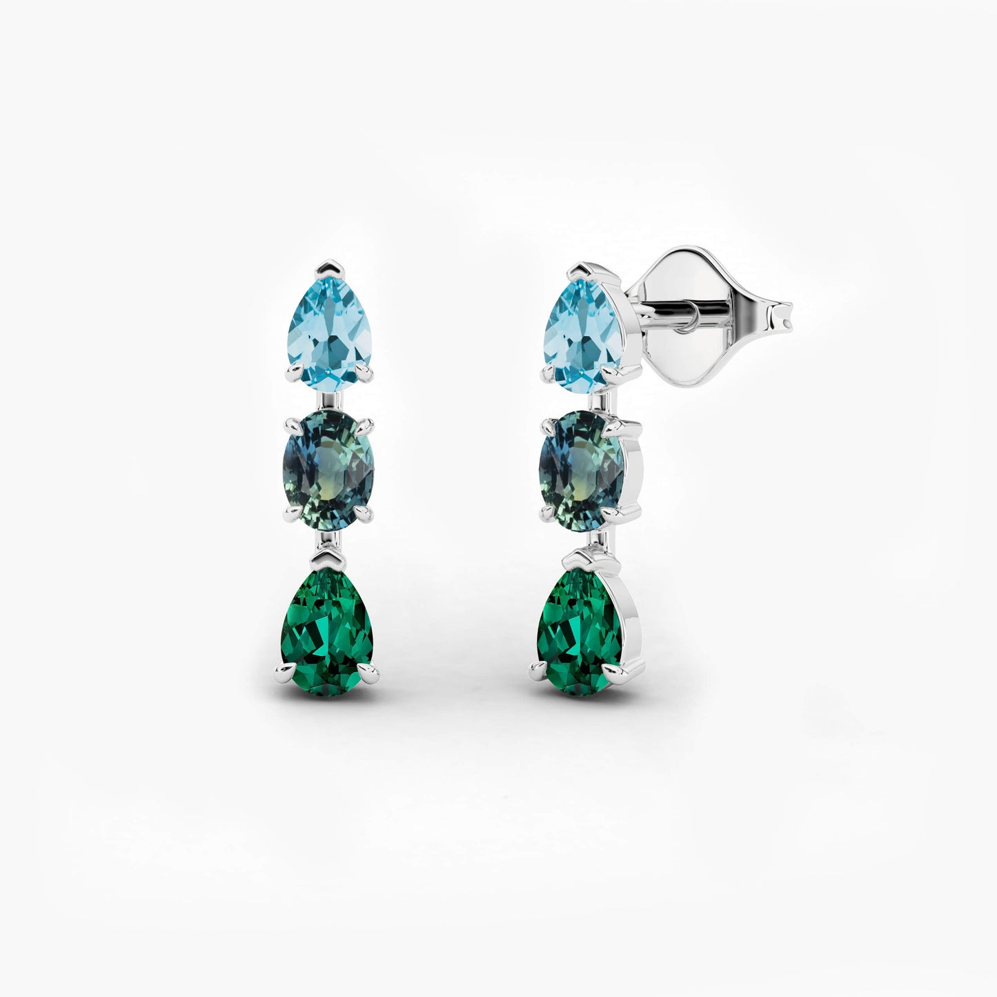 blue and green daimond earrings