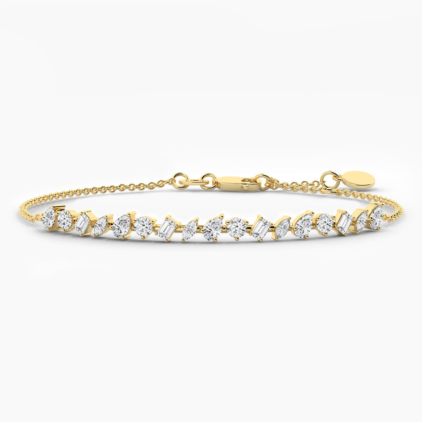 Mixed Shape Silver Bracelet yellow gold plated