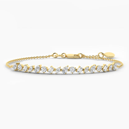 Mixed Shape Silver Bracelet yellow gold plated