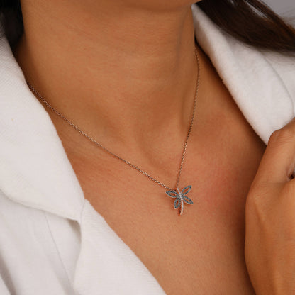 Black and White Diamond Dragonfly Pendant