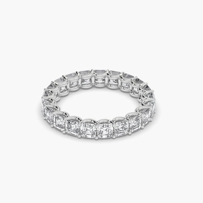 asscher diamond silver wedding bands
