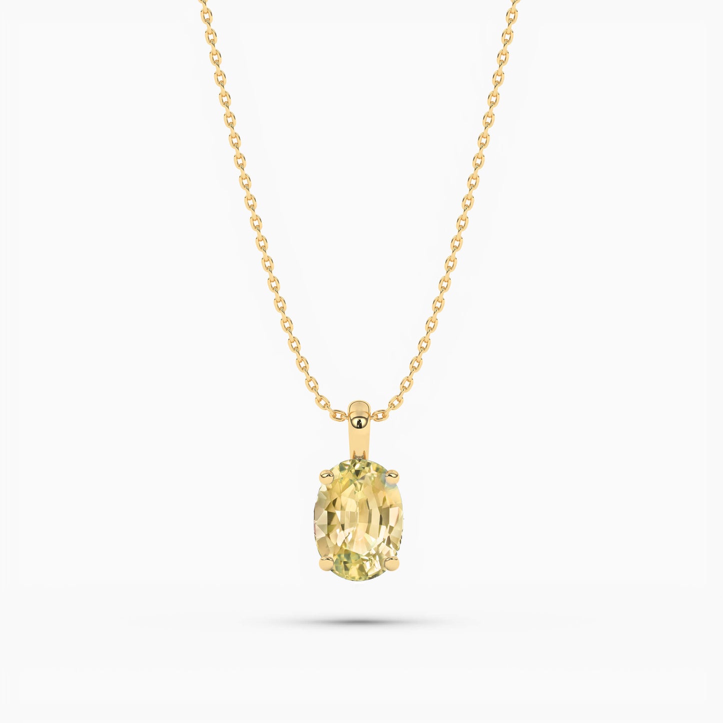 yellow plated oval diamond necklace