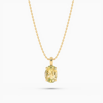 yellow plated oval diamond necklace
