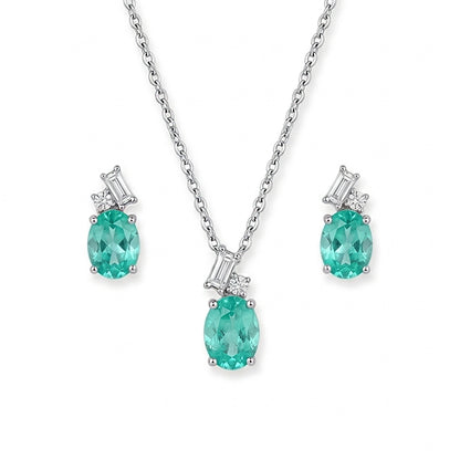 Green Paraiba Diamond Pendant Set Silver