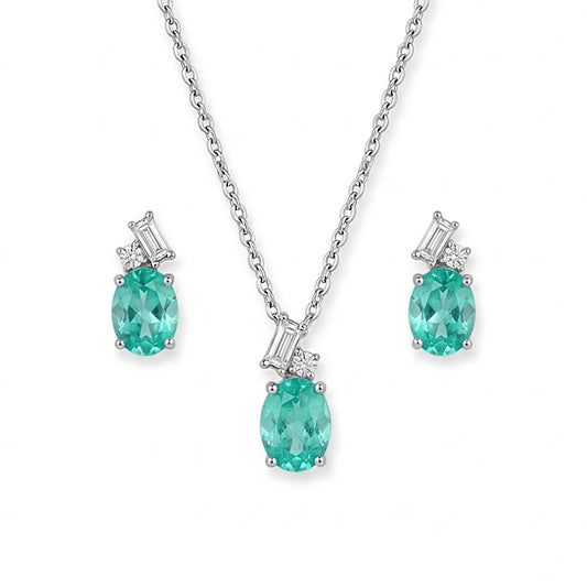 Green Paraiba Diamond Pendant Set Silver