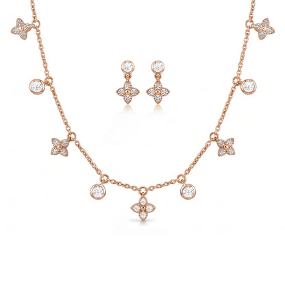 Rose gold-plated necklace and earrings set 
