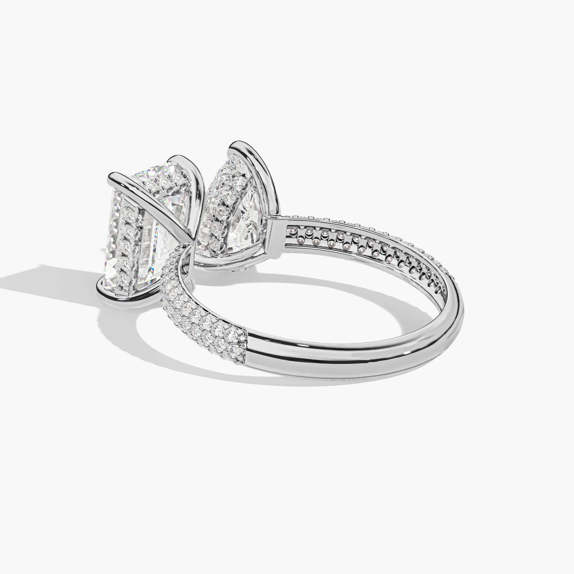 two stone ring silver white plated
