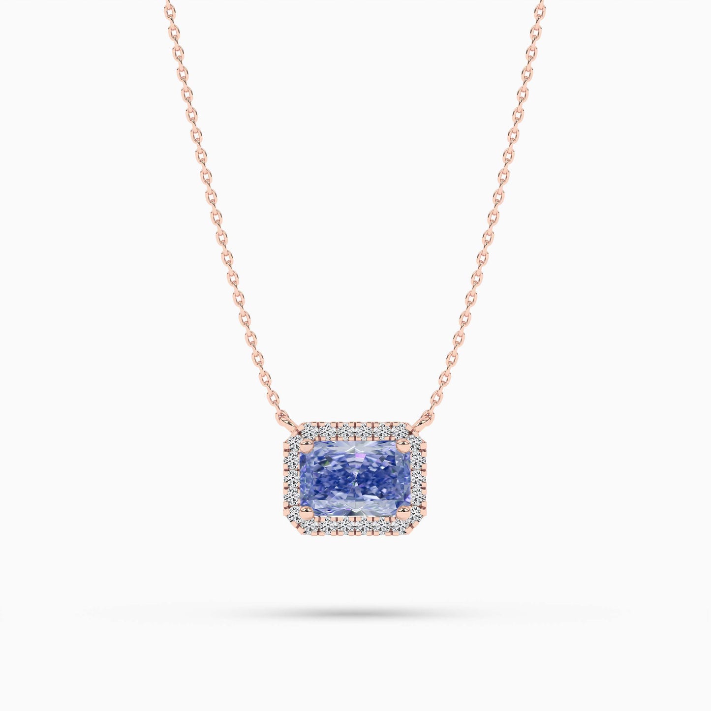 blue radiant diamond necklace