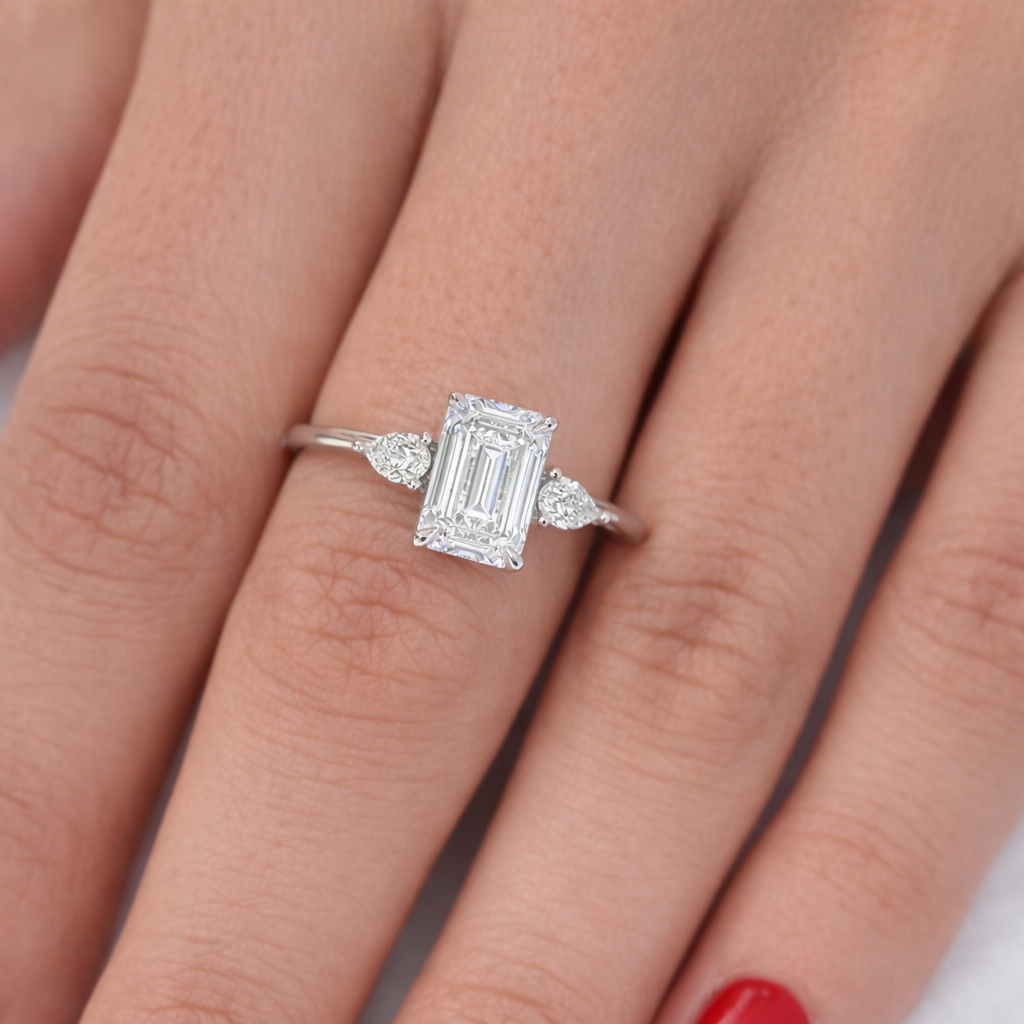 Gold Plated Silver Three Diamond Ring