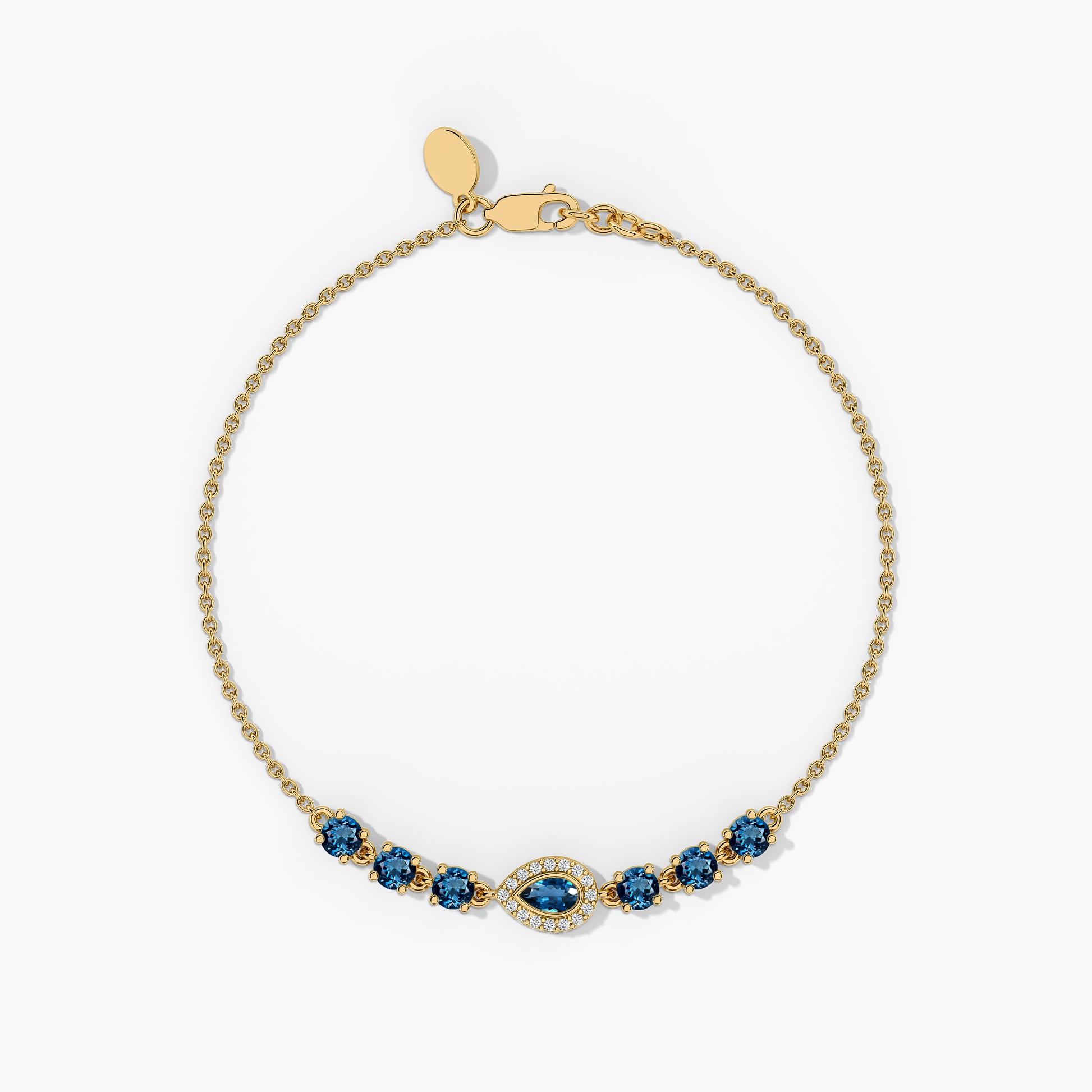 Silver Bracelet with Blue Stone