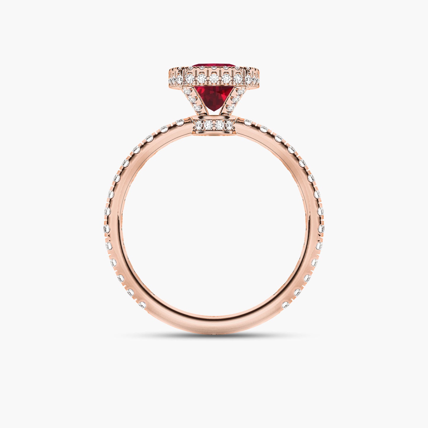 Ruby diamond halo ring