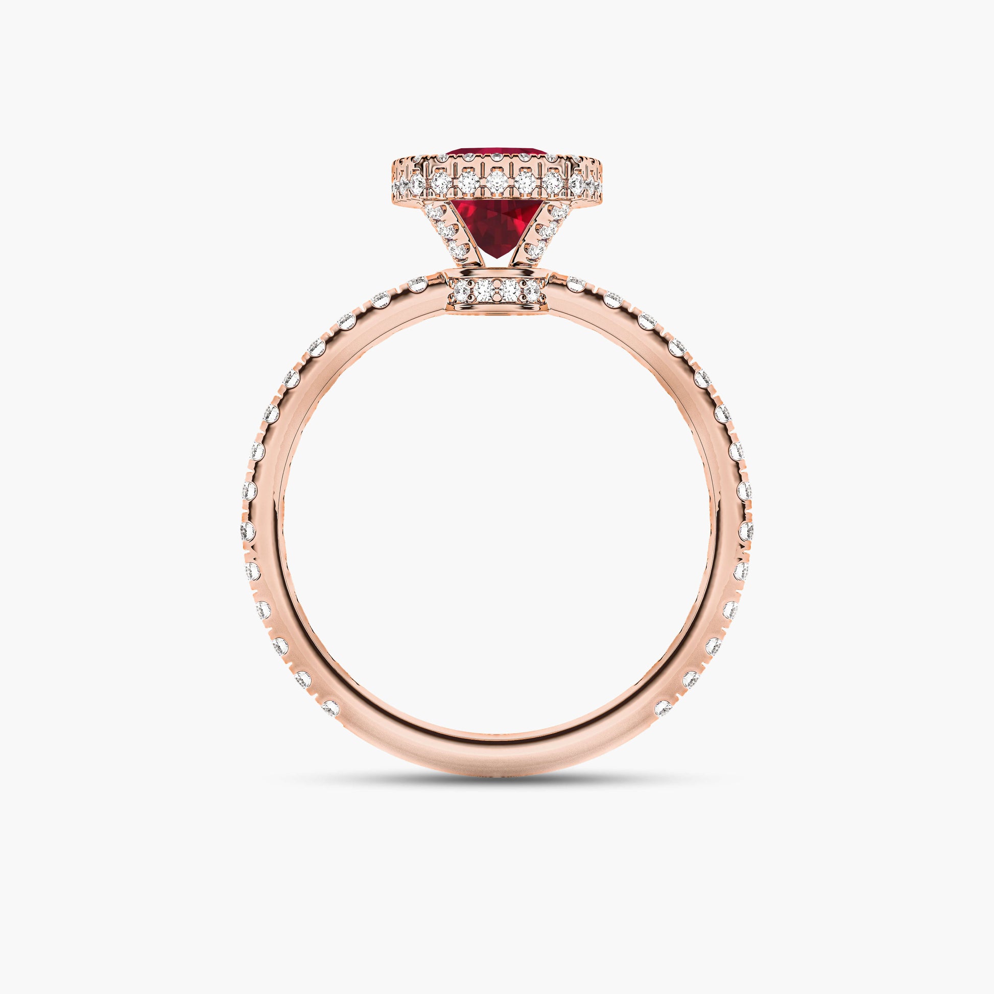 Ruby diamond halo ring