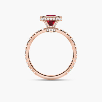 Ruby diamond halo ring
