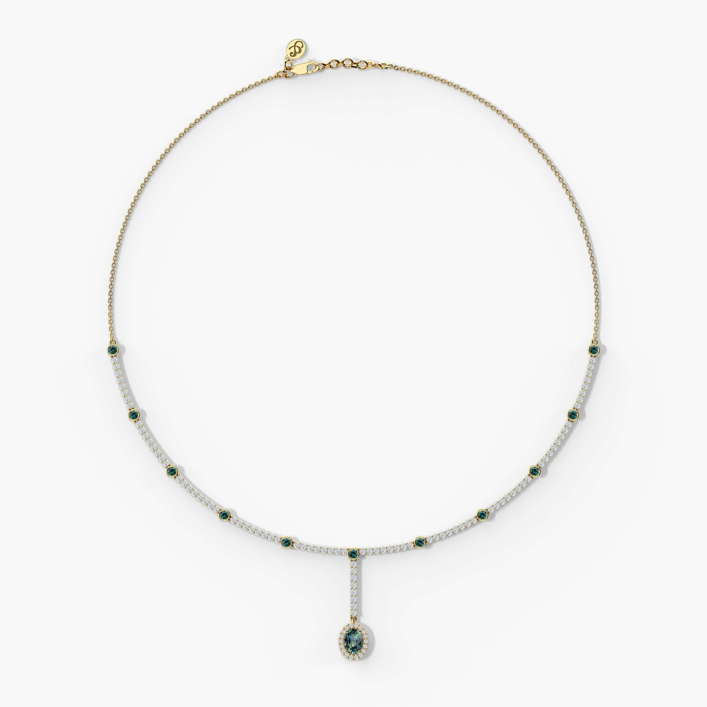 yellow gold-plated simple diamond necklace