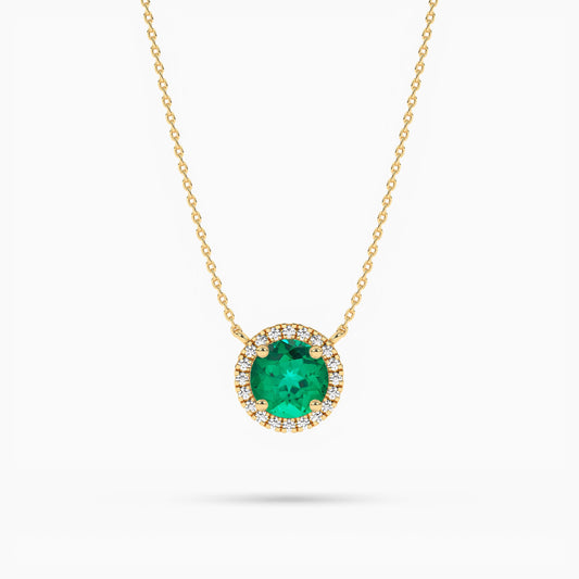 green stone diamond necklace​