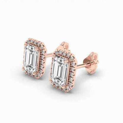 halo diamond earrings​ rose gold plated